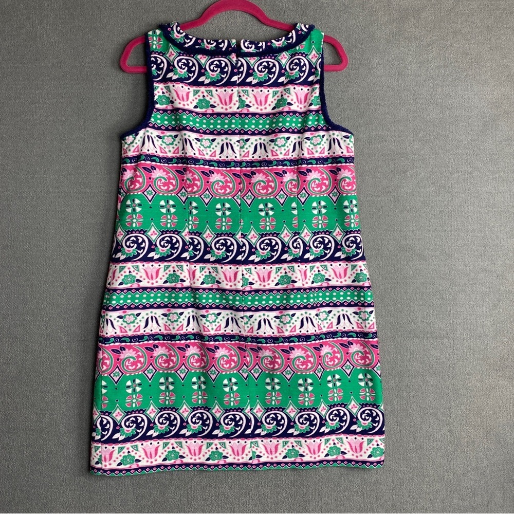 Talbots fringe trim knee length colorful sheath dress size 16P - Picture 3 of 7